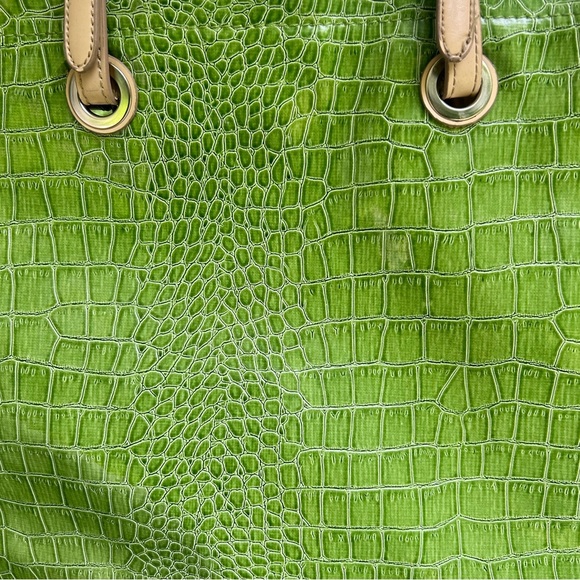 Vintage Croft & Barrow Crocodile Lime Green Embossed Tote/purse - Picture 2 of 4